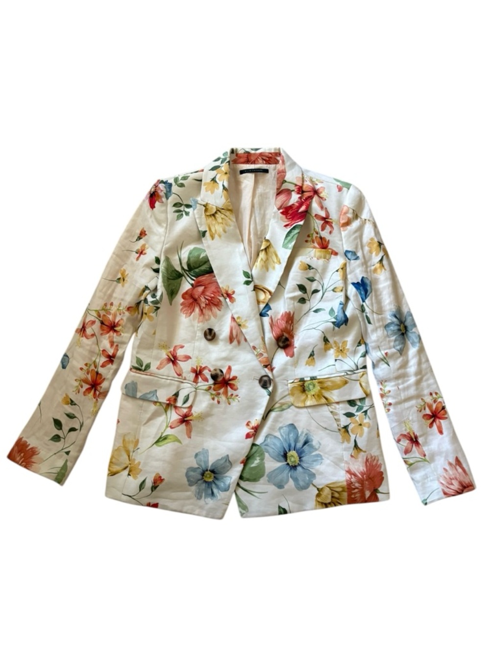 Elie Tahari Garden Party Floral Linen Blend Two-Piece PantSuit Set Blazer + Pant - Picture 6 of 16